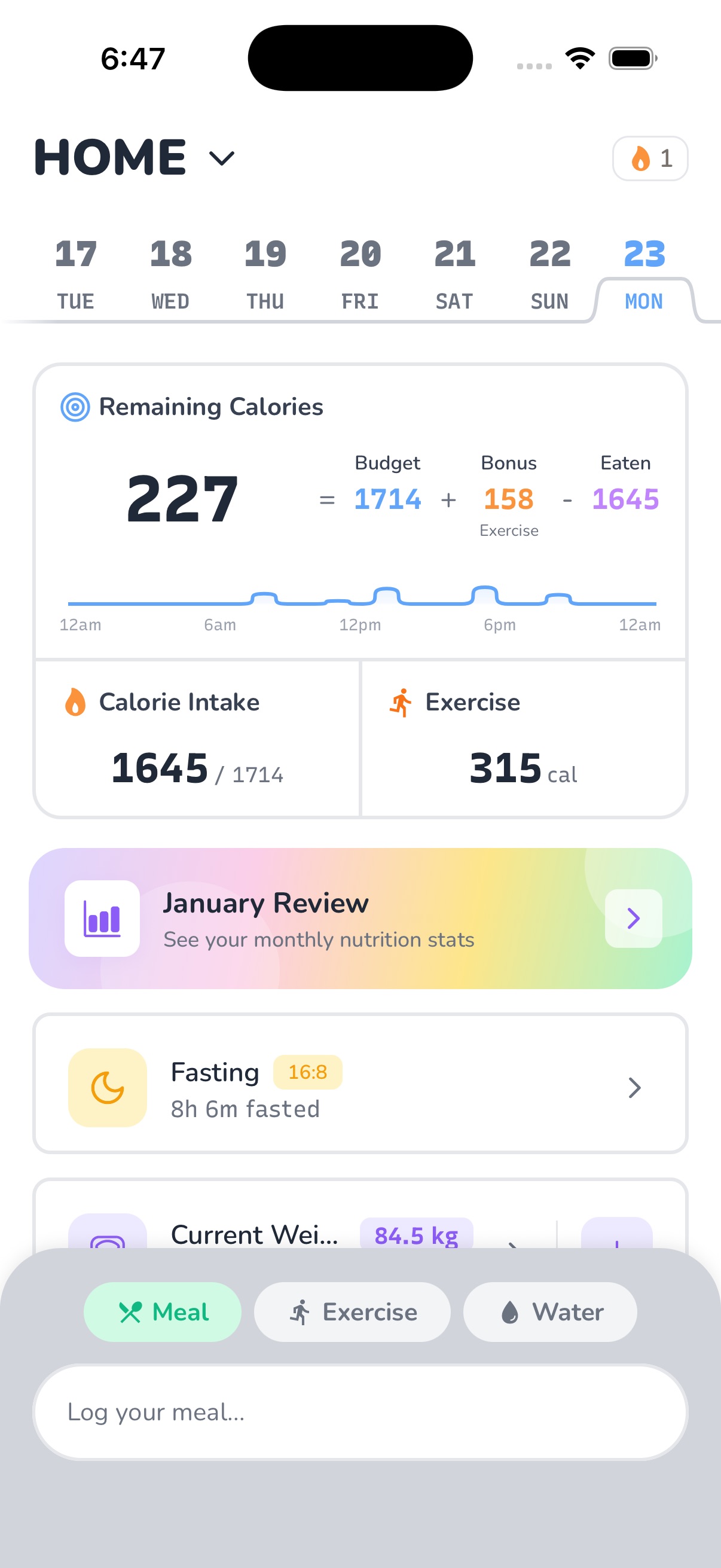 CaloriePaper app screenshot