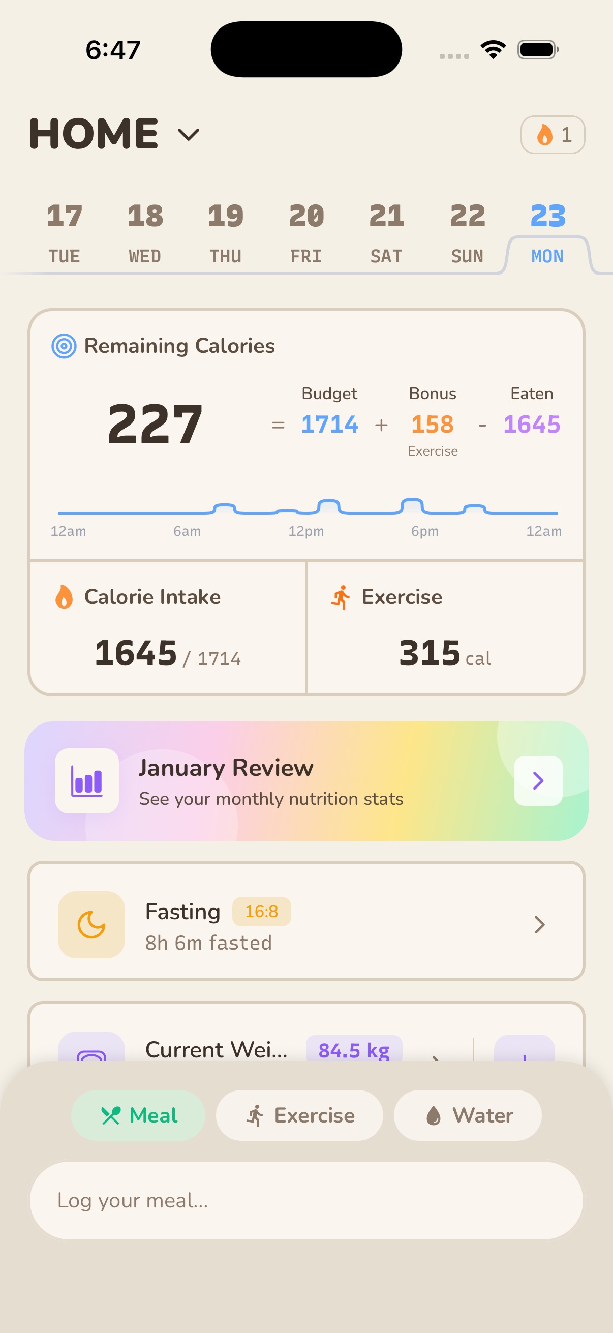 CaloriePaper app screenshot
